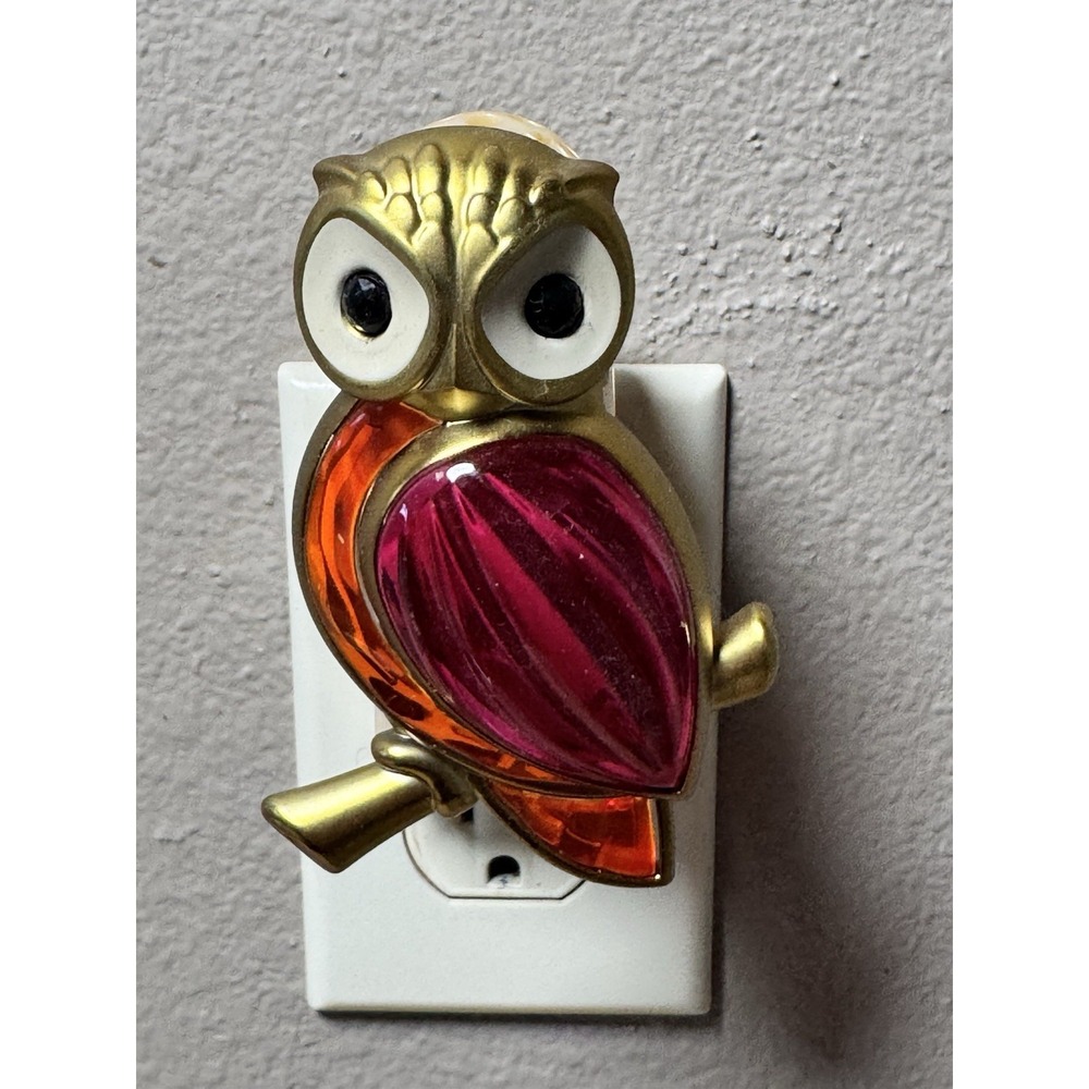 Bath and Body Works Owl & Maple Leaf Wallflower Diffuser Plug-In Jewel Colorful - Picture 2 of 8